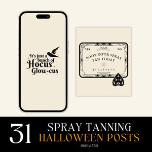 31 Halloween Themed Spray Tan Business Instagram Posts | Spooky Season Social Media Posts for Spray Tan Artists | Editable Templates |