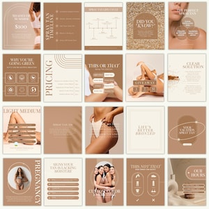 126 Spray Tan Artist Instagram Templates | Editable Social Media Posts for Spray Tan Business | Spray Tanning Instagram Posts