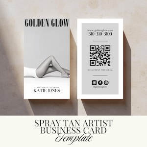 Plantilla de tarjeta de presentación para artistas de bronceado en aerosol / Tarjetas de presentación de belleza imprimibles / Marketing de bronceado en aerosol / Plantillas editables