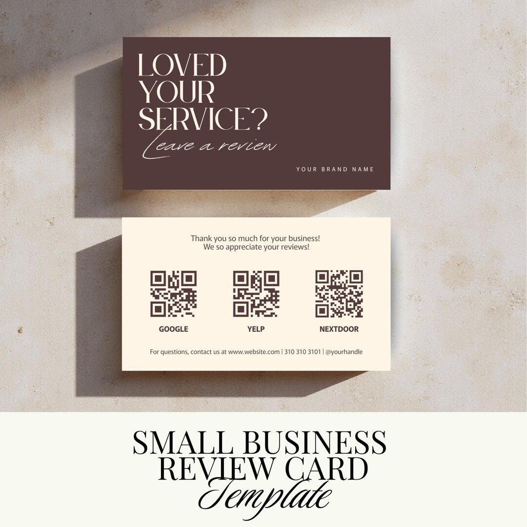 Review Card Example Small Business Review Card Template | Scannable QR Code Reviews Card ...