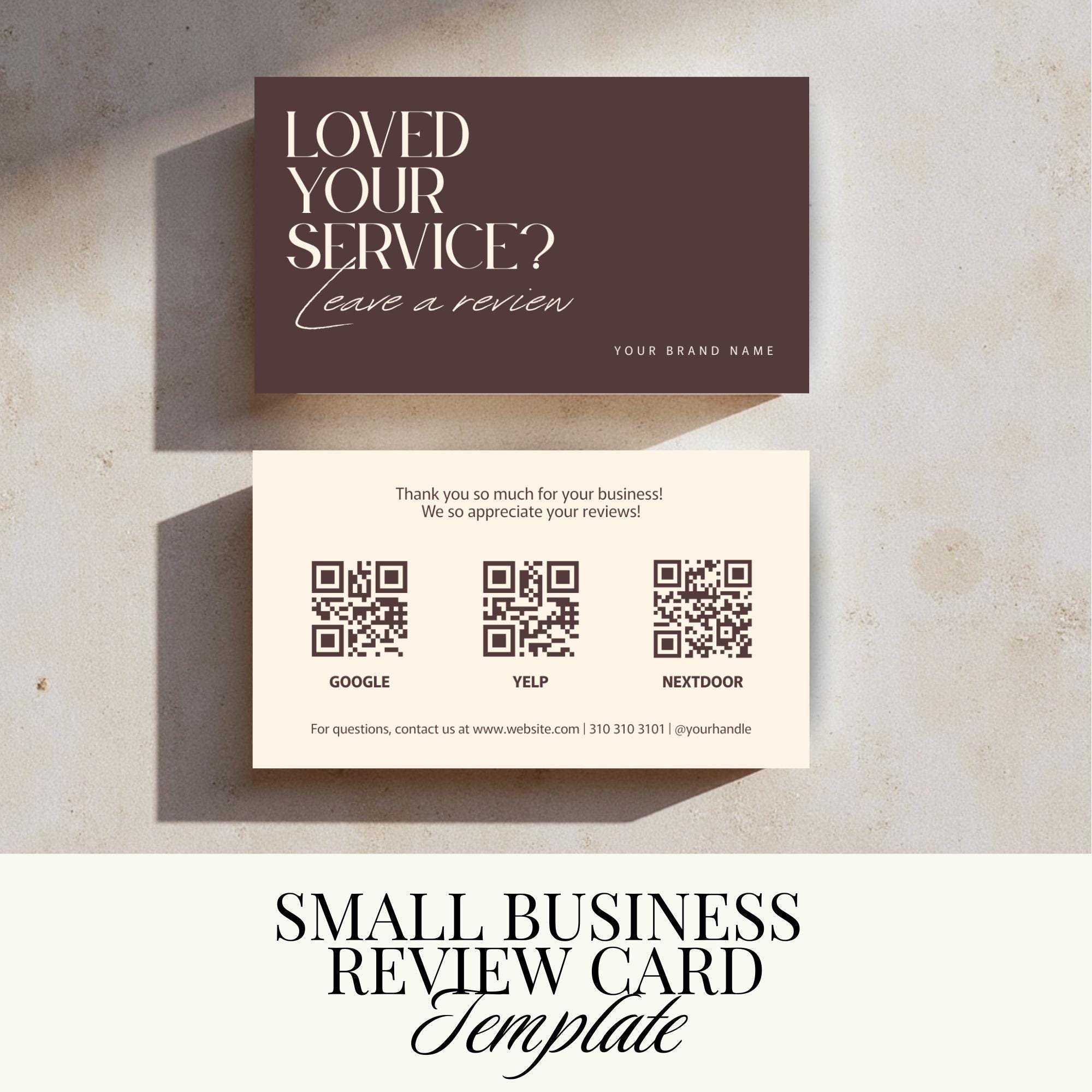 Small Business Review Card Template | Scannable QR Code Reviews Card ...