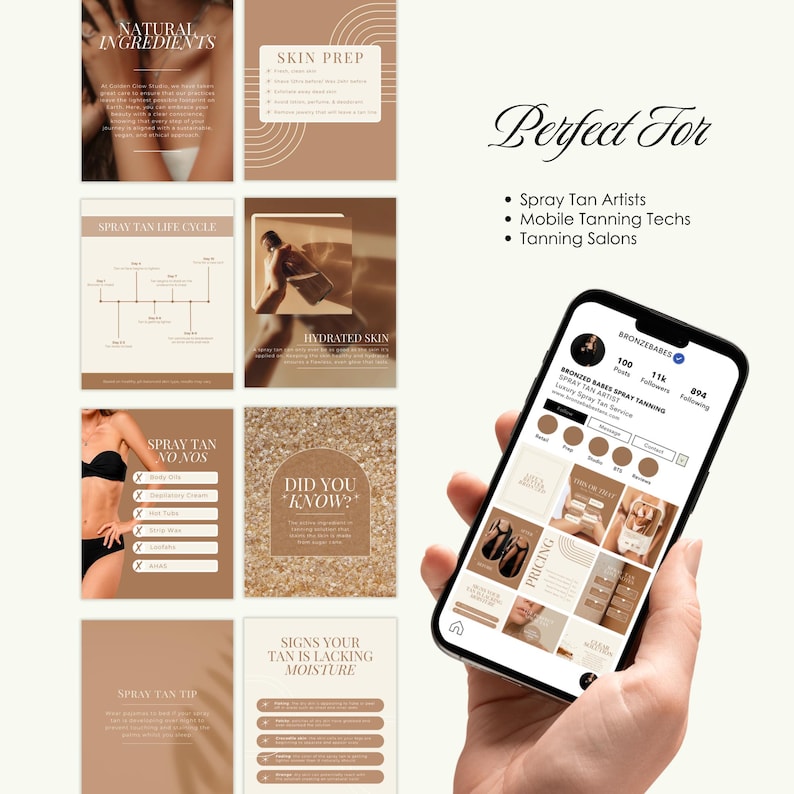 Spray Tan Business Instagram Templates | Editable Social Media Posts ...