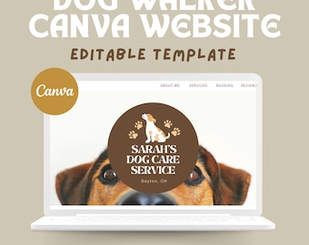 Sito web per servizi di dog walking / Sito web Canva / Modello modificabile / Sito web per servizi di pet sitting / Dog walker / Sito web per principianti