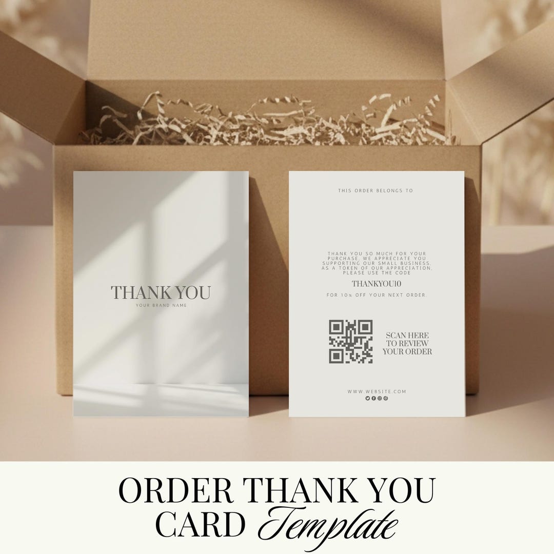 Small Business Thank You Order Card Template | Printable Packaging ...