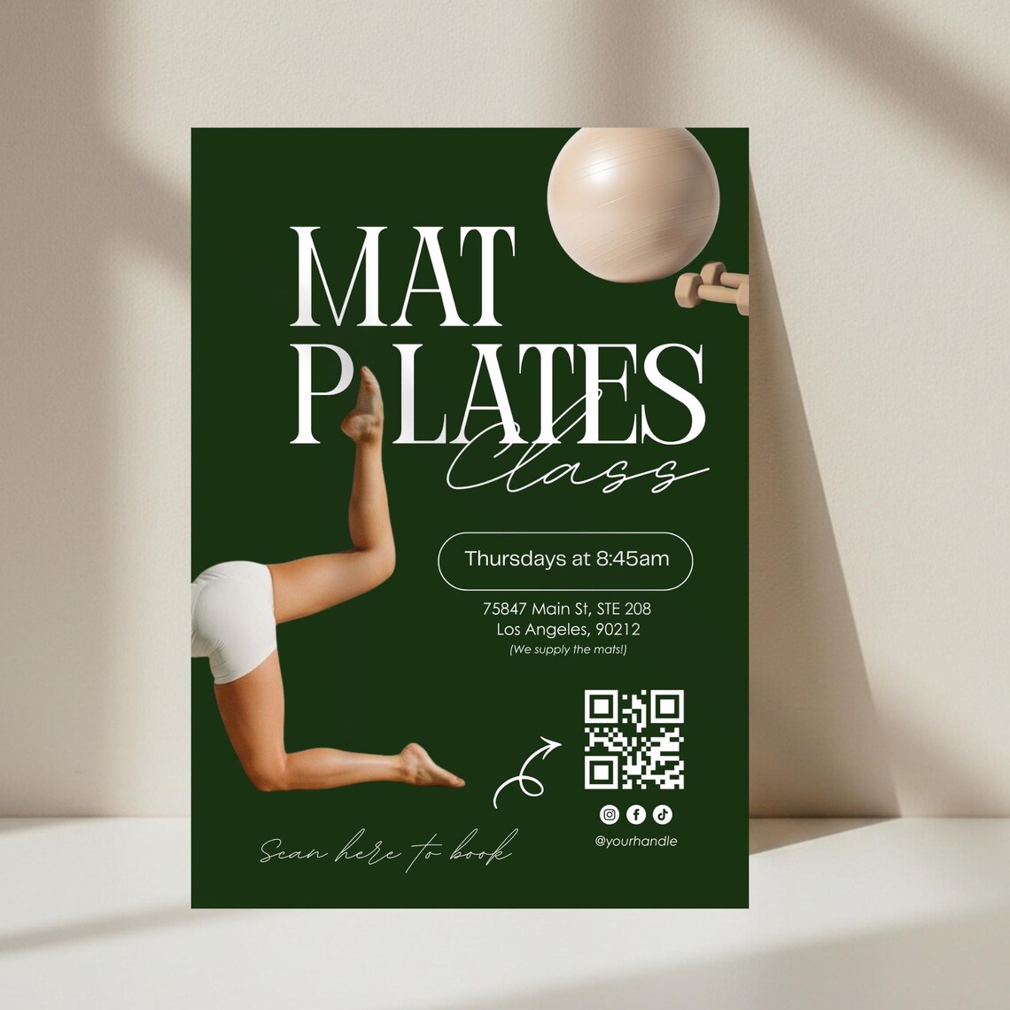 Mat Program Flyer Mat Pilates Flyer Template | Printable Workout Studio Flyers | Fitness ...