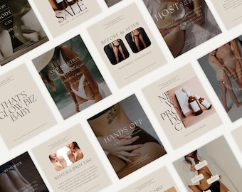 100 Spray Tan Instagram Canva Templates | Editable Social Media Posts for Tanning Business & Spray Tan Artists