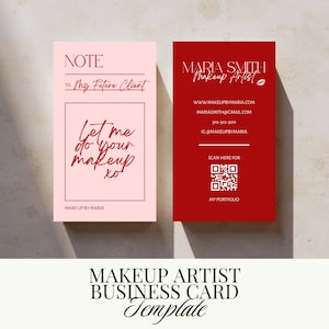 Makeup Artist Business Card Template | Printable Beauty Business Cards | MUA Marketing | Editable Canva Templates