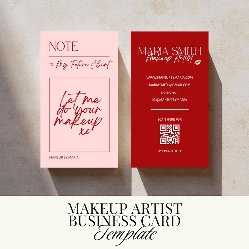 Makeup Artist Business Card Template | Printable Beauty Business Cards | MUA Marketing | Editable Canva Templates