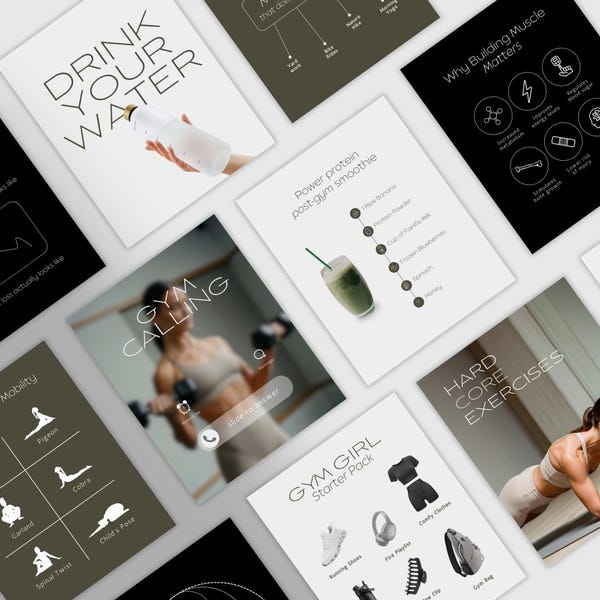 Plantillas de Instagram para entrenadores personales / Publicaciones de fitness en redes sociales / Plantillas editables de Canva