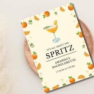 Aperol Spritz Bachelorette Invitation Design Editable Template Boozy ...