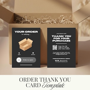 Plantilla de tarjeta de agradecimiento para pequeñas empresas / Insertos de embalaje imprimibles / Tarjeta de agradecimiento por su pedido / Editable