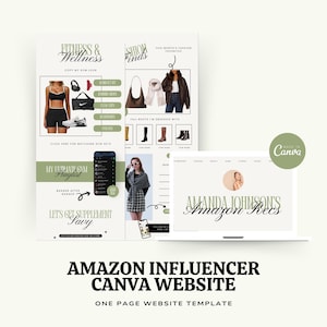Amazon Influencer Canva Website Template | Storefront Landing Page | Affiliate Blog Page | Editable One Page Website