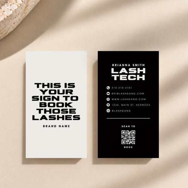 Lash Tech Business Card Template | Printable Beauty Business Cards | Salon Marketing | Editable Canva Template