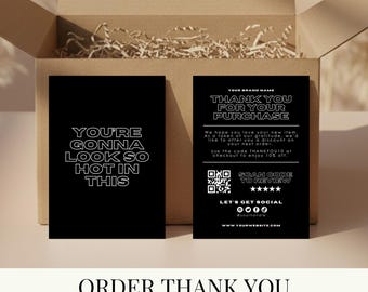 de Carte de remerciement pour petite entreprise | Notice d'emballage imprimable | Merci pour votre achat Cartes | Modèles modifiables