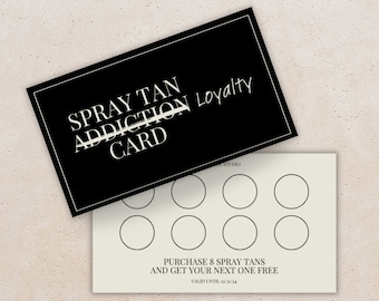 Spray Tan Loyalty Card Design | Editable Template | Black & Beige Loyalty Card | Customer Rewards Card | Beauty Business Stamp Card | 3.5x2"
