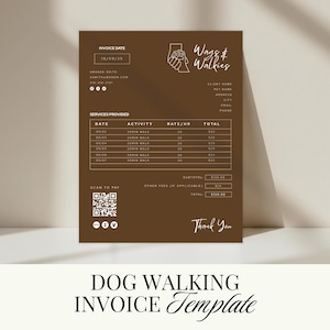 Dog Walking Invoice Template | Printable Pet Sitting Invoice | Petcare Business Forms | Editable Templates