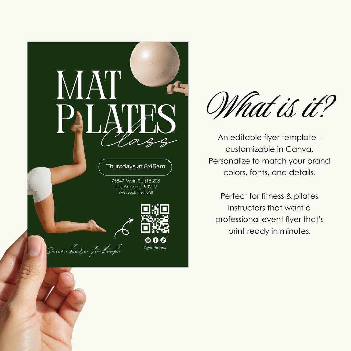 Mat Program Flyer Mat Pilates Flyer Template | Printable Workout Studio Flyers | Fitness ...