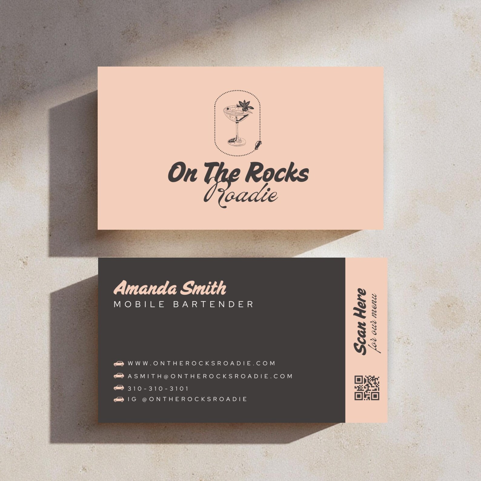 Mobile Bartender Business Card Template | Printable Mixologist Business ...