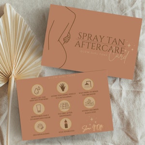 Spray Tan Artist Aftercare Card Editable Template | Client Care Cards | Neutral Aesthetic | Spray Tanning Care | Beauty Marketing Materials