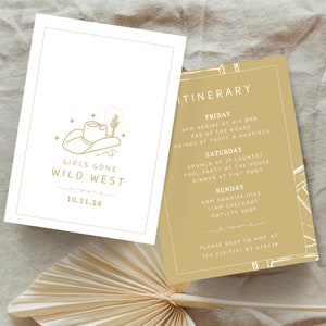 Girls Gone Wild West Bachelorette Party Invitation Editable Template Minimal Invitation Designs Gold & White 5x7 image 2