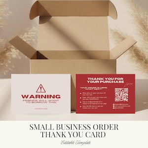 Kleine Unternehmen Dankeschön bestellen Kartenvorlage | Druckbare Verpackung Beilagen | Vielen Dank für Ihre Bestellung Bearbeitbare Vorlagen
