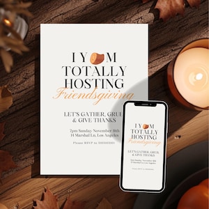 Funny Friendsgiving Invitation: &quot;I Yam Hosting&quot; | Dinner Party Invitation | Editable Template (Digital Download 5x7 & Mobile Size)