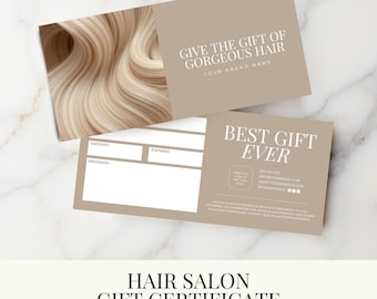 Hair Salon Gift Certificate Template | Printable Beauty Business Gift Voucher | Small Business Gift Card | Editable Templates | 8.4x3.8