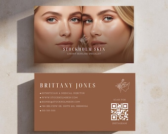 Esthetician Business Card Template | Printable Beauty Business Cards | Skincare Marketing | Editable Template