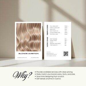 Blonde Salon Price List Template | Printable Beauty Business Service Menu | Hair Salon Marketing | Editable Template image 5