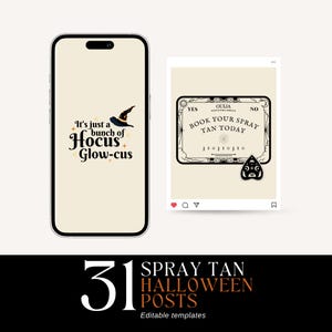 Spray Tan Business Halloween Instagram Post Templates | Editable Social Media Content for Spray Tan Artists