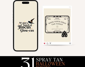 Spray Tan Business Halloween Instagram Post Templates | Editable Social Media Content for Spray Tan Artists