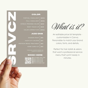 Blonde Specialist Price List Template | Printable Salon Pricing Menu | Hair Salon Marketing | Editable Templates image 4