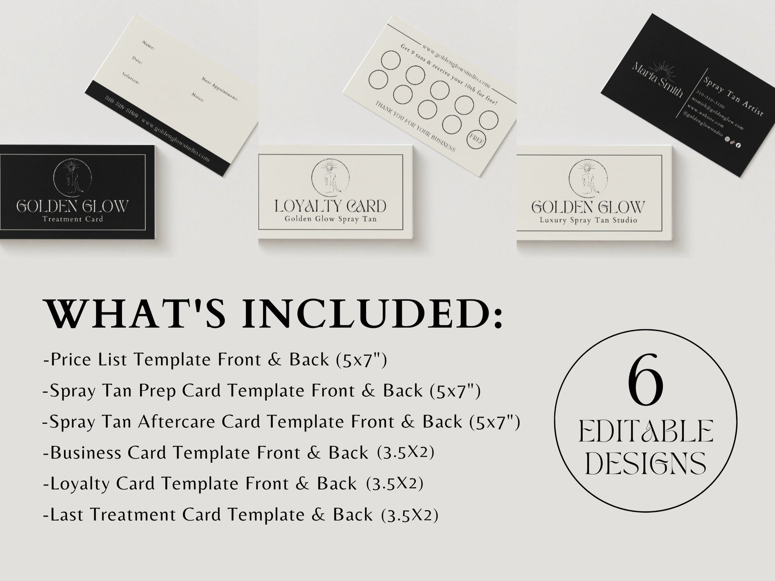 Spray Tan Business Marketing Bundle Editable Templates Spray Tan