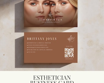 Esthetician Business Card Template | Printable Beauty Business Cards | Skincare Marketing | Editable Canva Templates
