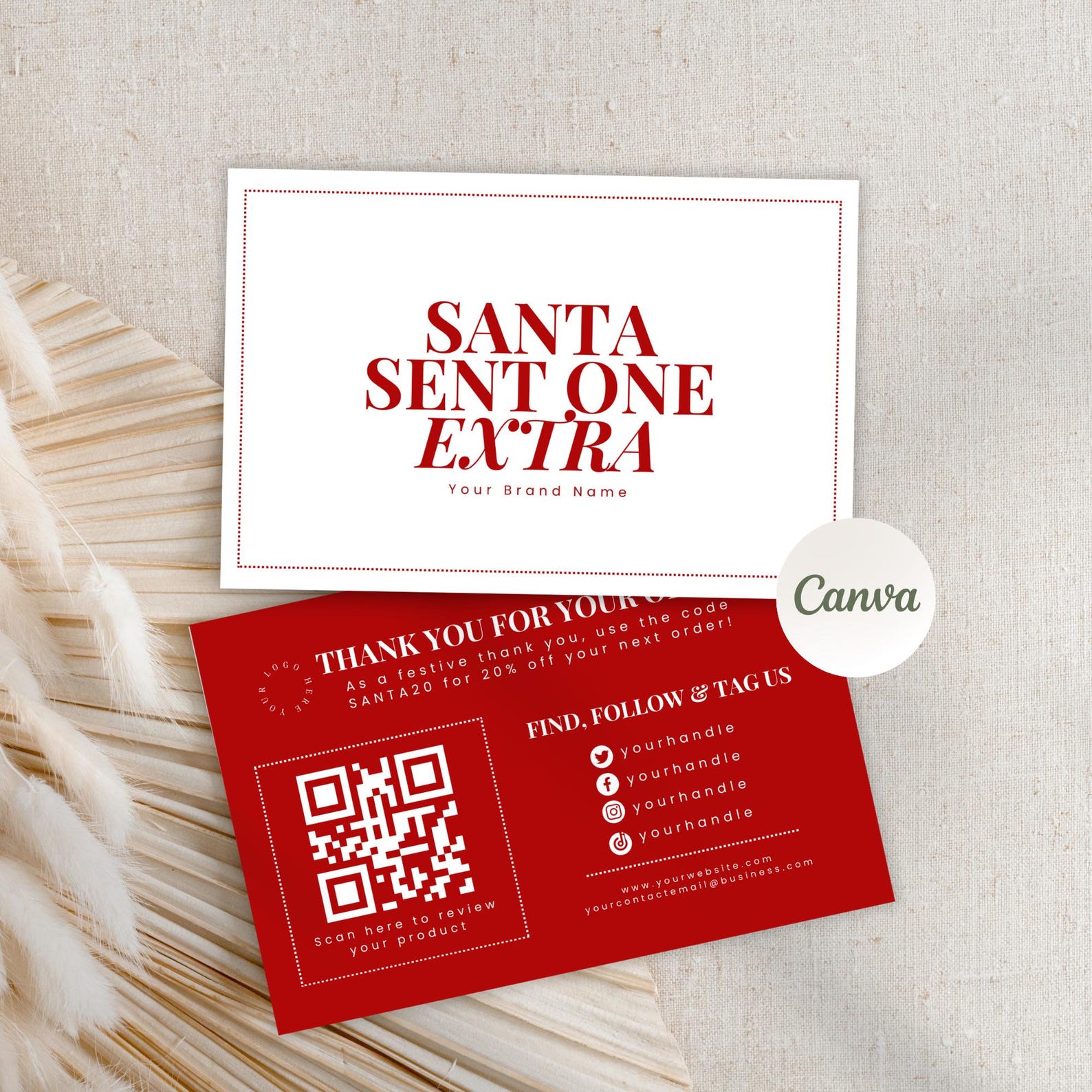 Christmas Thank You Order Card Package Insert Order Insert Card ...