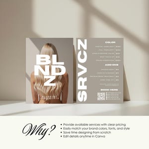 Blonde Specialist Price List Template | Printable Salon Pricing Menu | Hair Salon Marketing | Editable Templates image 5