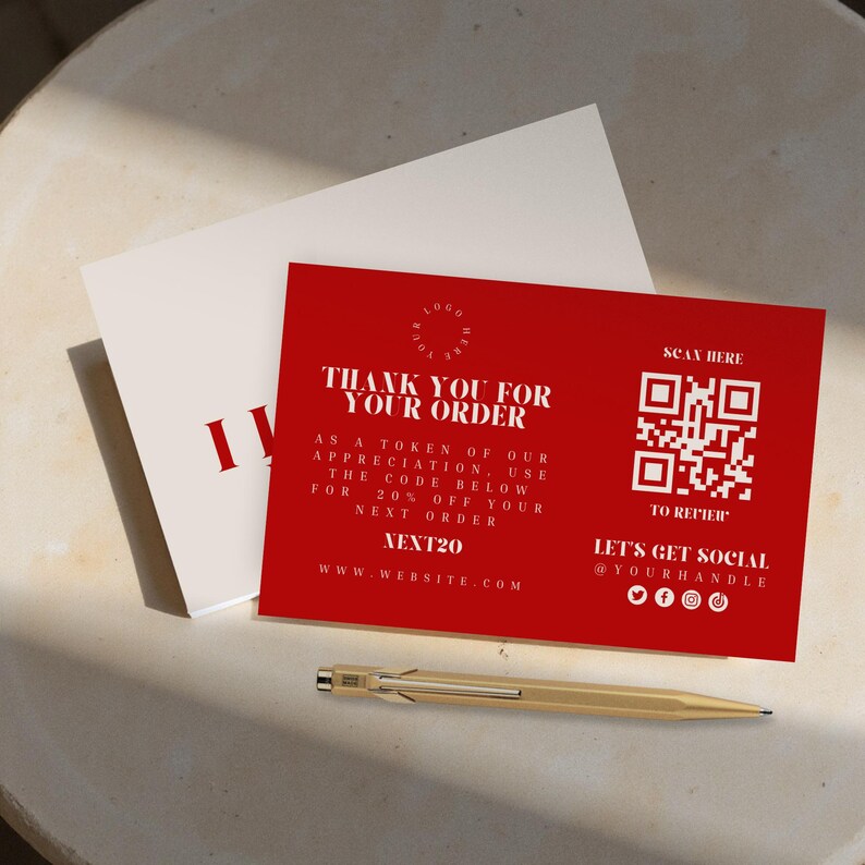 Red Thank You Order Card | Package Insert | Order Insert Card ...