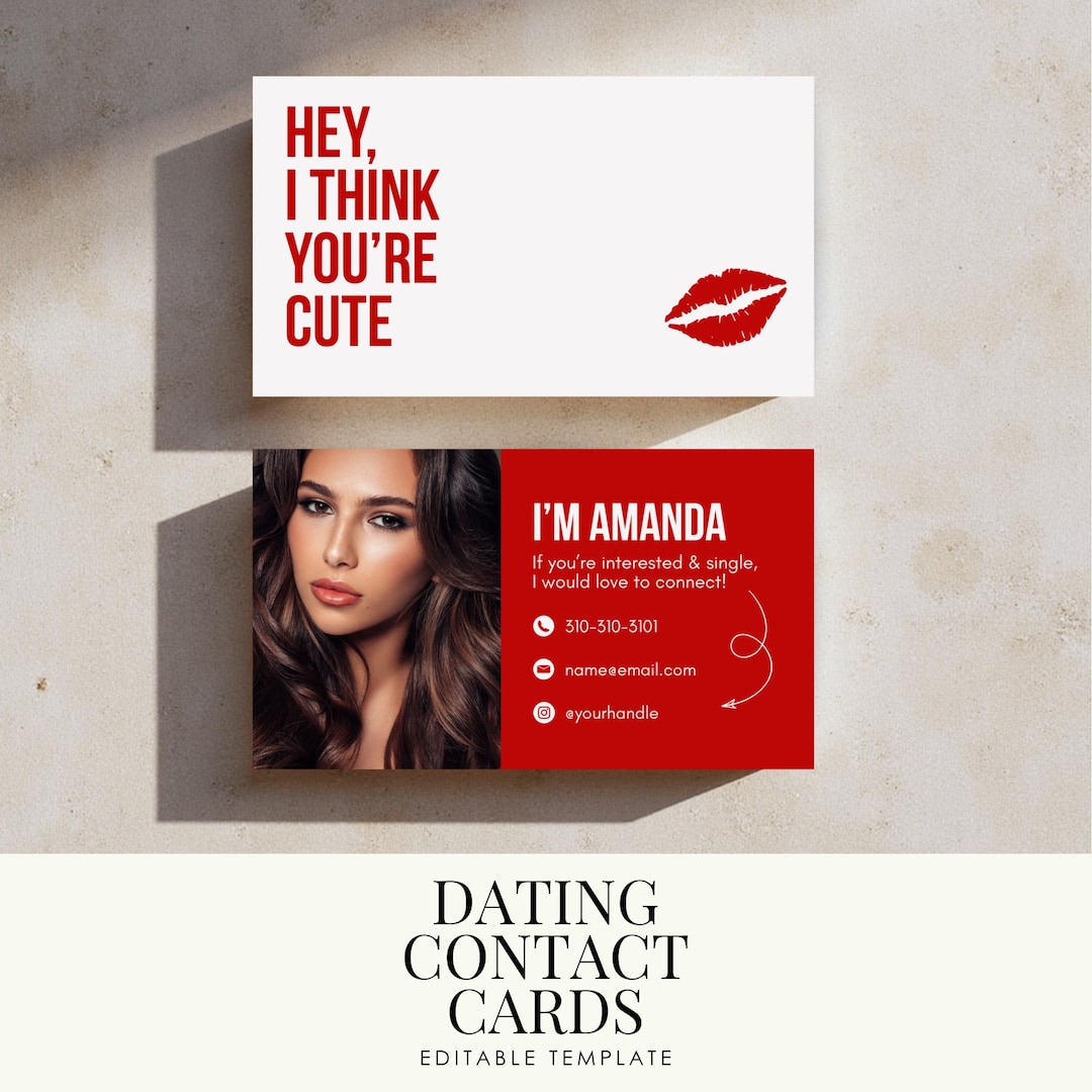 Dating Business Card Template | Printable Date Contact Cards | Singles ...