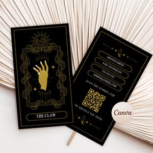 Tarot Karte Nageldesigner Visitenkarte | Tarot Karten Design | Maniküre Geschäft | Schönheit Visitenkarten | Bearbeitbare Vorlage | 3,5x2