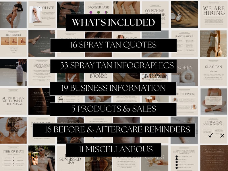 100 Spray Tan Artist Editable Instagram Posts Minimalist Aesthetic Beauty Business Branding Spray Tan Infographics Captions image 3