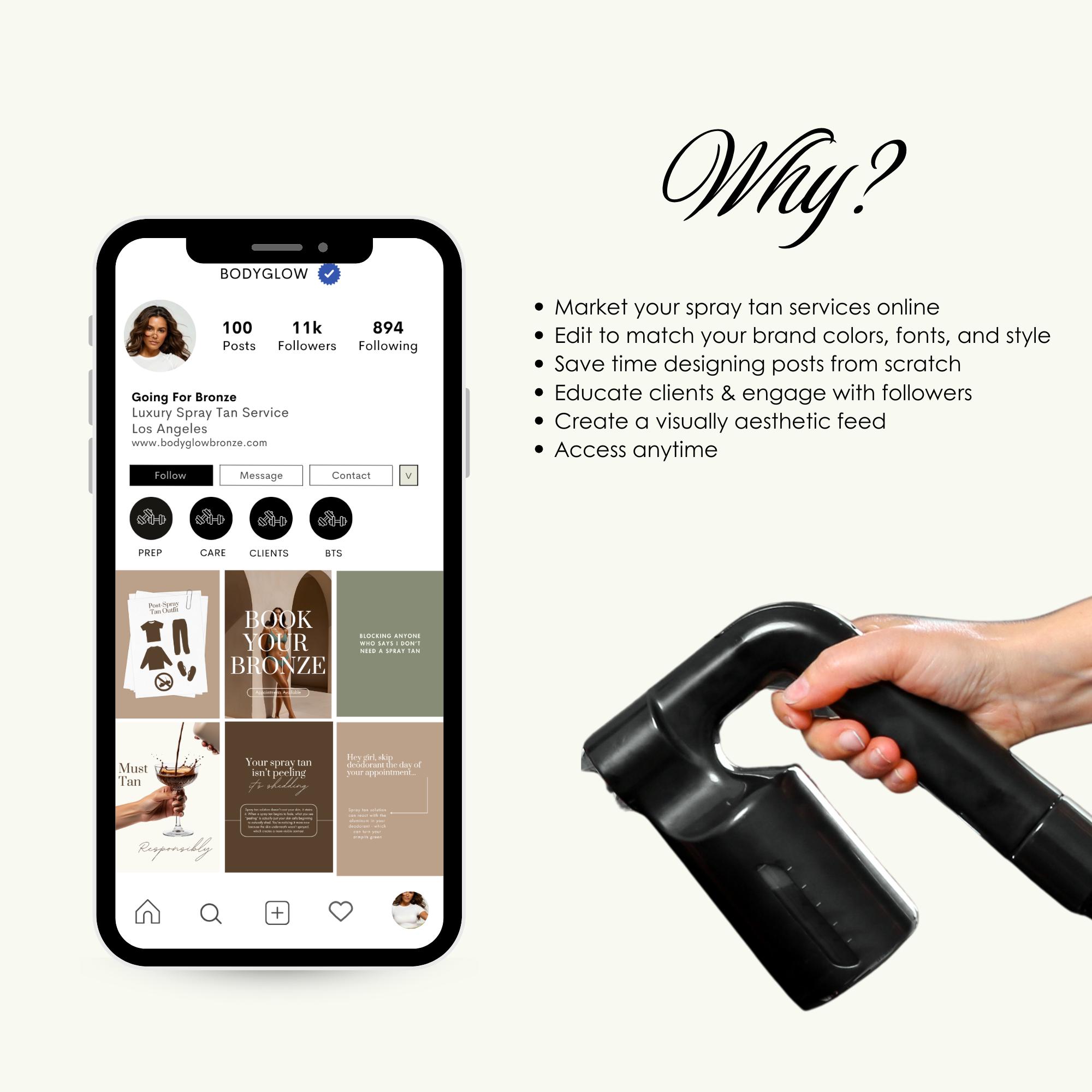 Spray Tan Posts 100 Spray Tan Artist Instagram Post Canva Templates | Editable Social ...