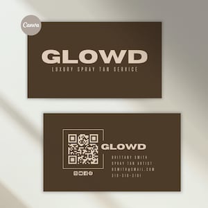 Visitekaartje voor luxe spraytanservice | Sjabloon voor bewerkbare visitekaartjes | Gedurfde branding | Spray Tan-kunstenaarskaarten | 3,5 x 2 inch