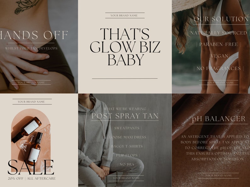 100 Spray Tan Artist Editable Instagram Posts Minimalist Aesthetic Beauty Business Branding Spray Tan Infographics Captions image 4