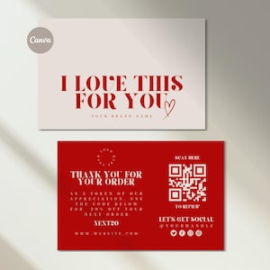 Tarjeta de agradecimiento para pedidos en color rojo / prospecto de paquete / tarjeta de prospecto de pedido / plantillas editables / tarjeta de agradecimiento para pequeñas empresas / prospecto de pedido / 4 x 6"