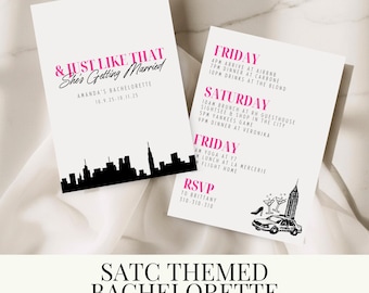 Sex and the City Theme Bachelorette Invitation Template | New York Bachelorette Itinerary | Printable Invitations | Editable Templates