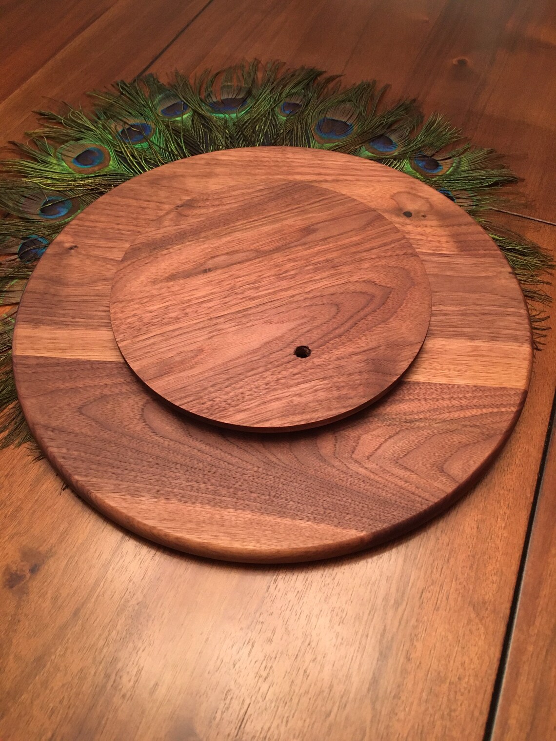 Walnut Lazy Susan Turn Table display Etsy