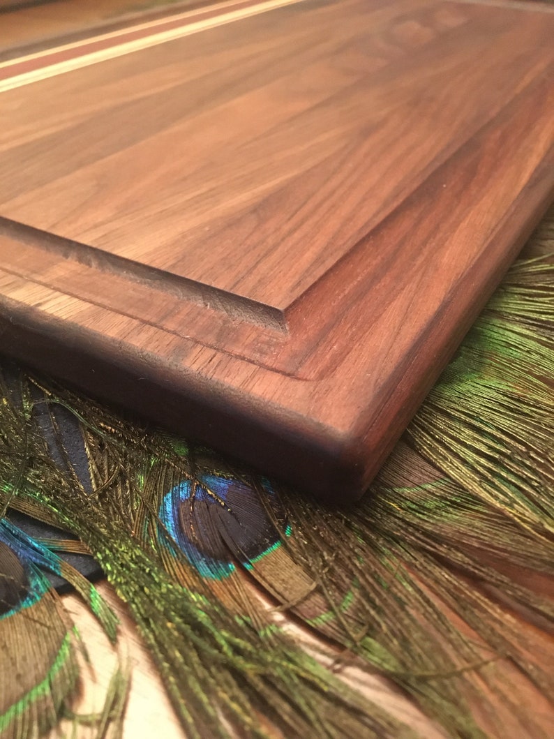 Black Walnut with Bloodwood and maple accents Wooden Carving Board Chiefs Board