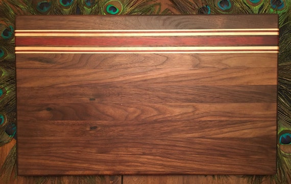 Black Walnut with Bloodwood and maple accents Wooden Carving Board Chiefs Board