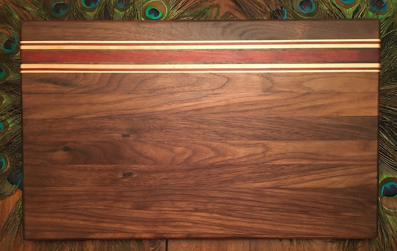 Black Walnut with Bloodwood and maple accents Wooden Carving Board Chiefs Board
