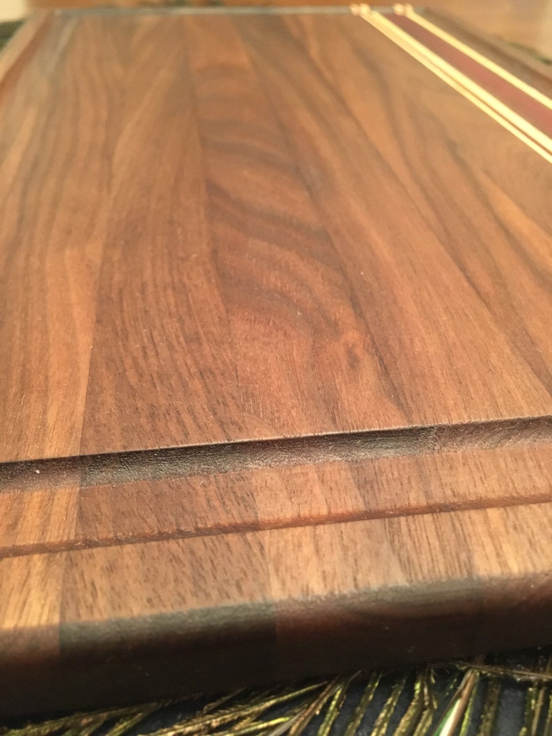 Black Walnut with Bloodwood and maple accents Wooden Carving Board Chiefs Board